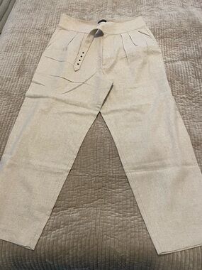 Banana Republic Cream Drawstring Linen-Blend Chinos